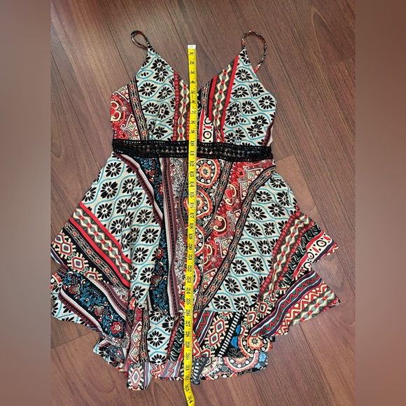 Amazing Festival summer dress with lace crochet peekaboo colorful scarf, Boho - Picture 12 of 12